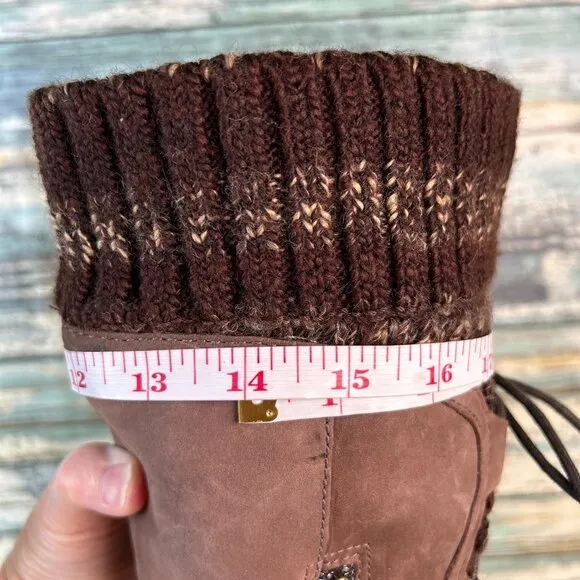UGG Australia Knee High Boots Womens Sz 8 Brown Nubuck Leather Knit Cuff Pull On