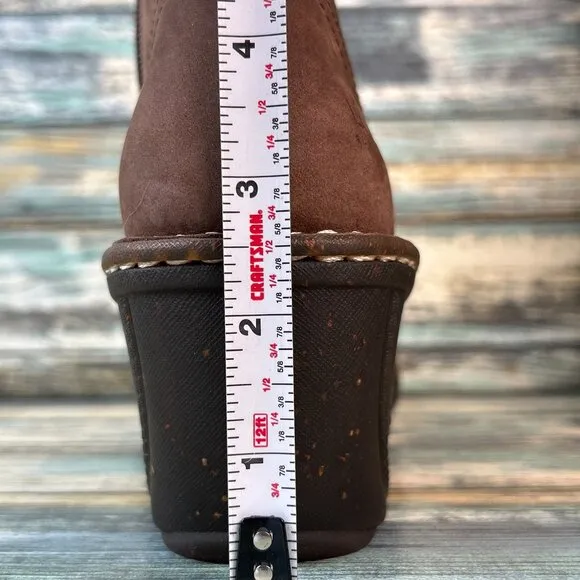 UGG Australia Knee High Boots Womens Sz 8 Brown Nubuck Leather Knit Cuff Pull On