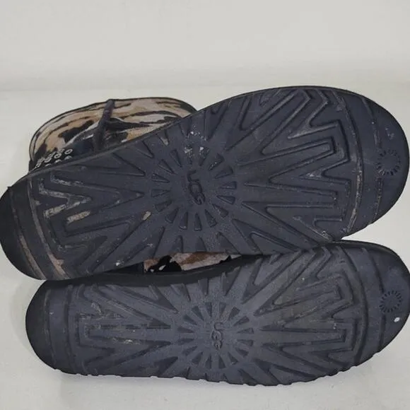 Ugg Boots Womens 8 Rowland Camo Calf Hair Leather Sheepskin Studded Boots RARE