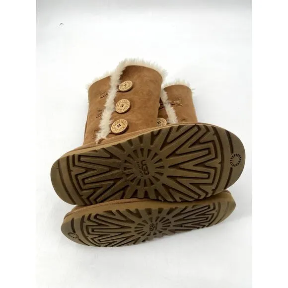 UGG Brown Button Tall Shearling Boots