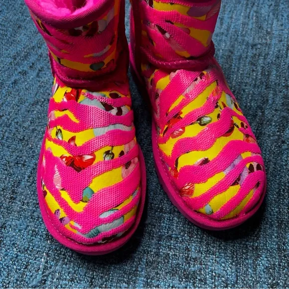 UGG Classic Mini Tiger Flower Pink Pull On Boots