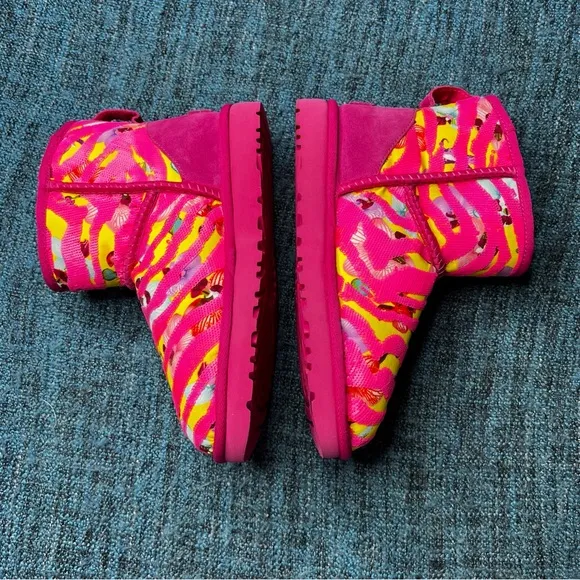 UGG Classic Mini Tiger Flower Pink Pull On Boots
