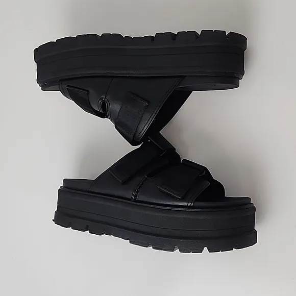 UGG Clem Faux Leather Sandals Black