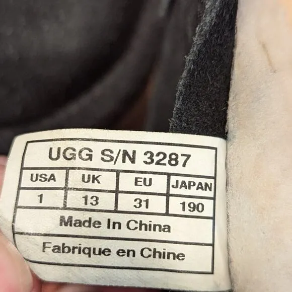 UGG Clovis Studded Zip Boot Black Size 1 Kid