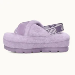 UGG Fuzzita Clear Fluffy Lilac Purple Platform Sandals