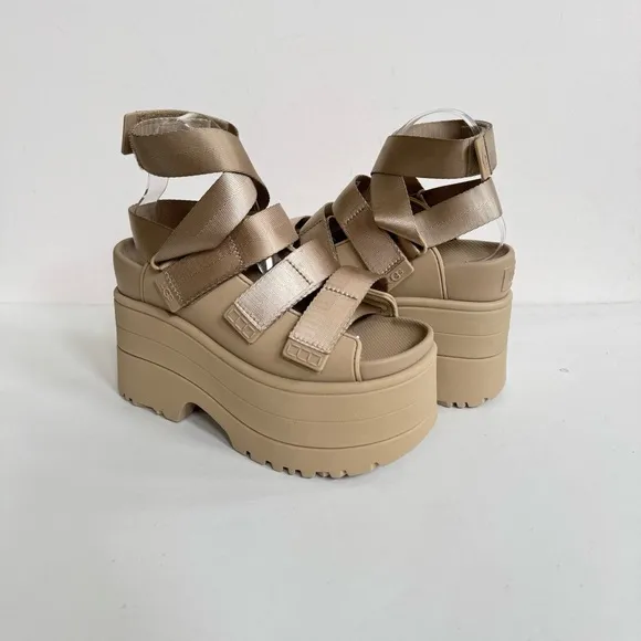 UGG GOLDENRISE MUSTARD SEED STRAPPY PLATFORM SANDALS