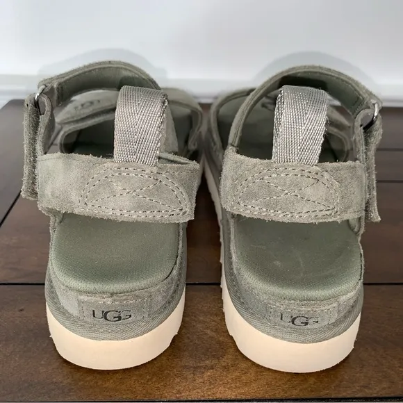 UGG Goldenstar Platform Sandals Suede Green Strap Closure EUC 🚨