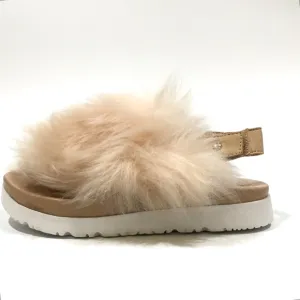 UGG HOLLY FURRY SANDALS -NATURAL TAN SHEEPSKIN -KIDS US 1 -NEW