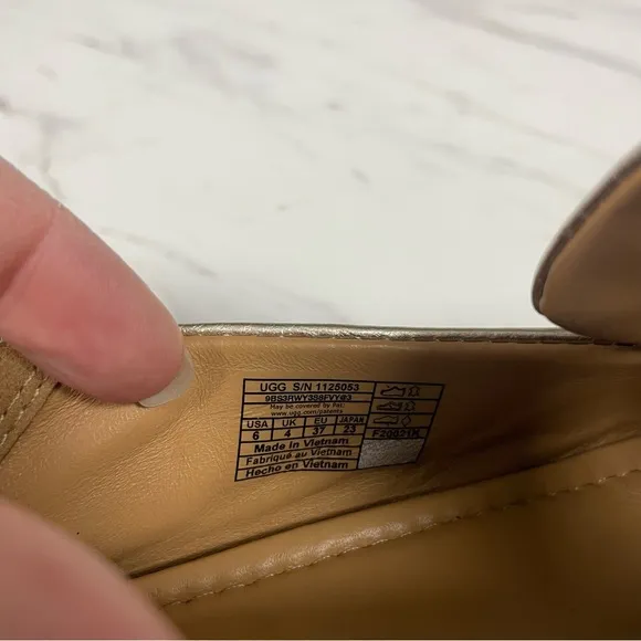 Ugg Janaya Collapsable Metallic Pale Gold Loafer