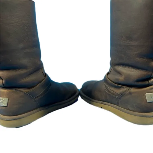 Ugg Kensington Brown Leather Buckle Moto Boots Size 6 Pull On