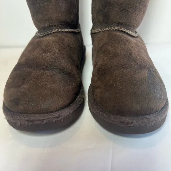 Ugg Kids Size 13 Brown Sherpa Sheepskin Lined Pull-On Leather Winter Boots