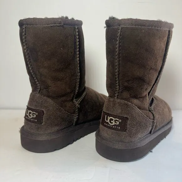 Ugg Kids Size 13 Brown Sherpa Sheepskin Lined Pull-On Leather Winter Boots