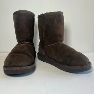 Ugg Kids Size 13 Brown Sherpa Sheepskin Lined Pull-On Leather Winter Boots