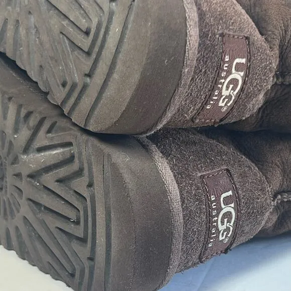 Ugg Kids Size 13 Brown Sherpa Sheepskin Lined Pull-On Leather Winter Boots