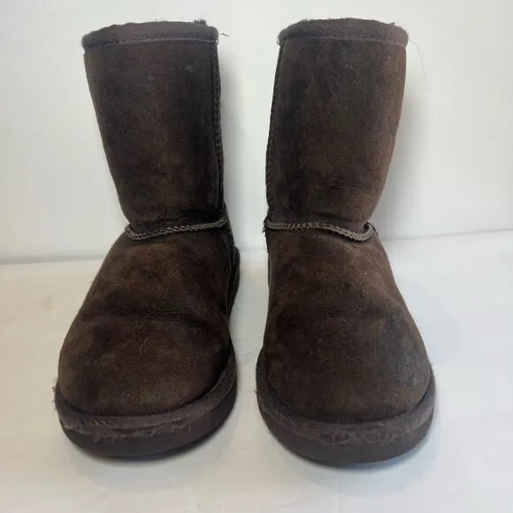 Ugg Kids Size 13 Brown Sherpa Sheepskin Lined Pull-On Leather Winter Boots