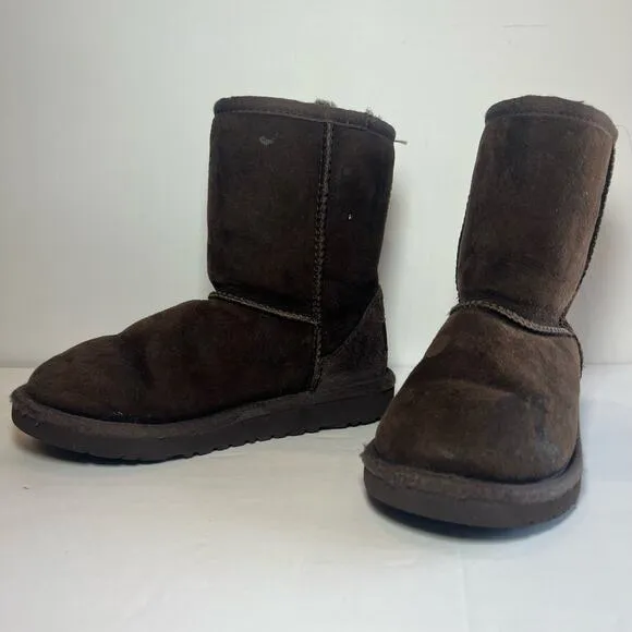 Ugg Kids Size 13 Brown Sherpa Sheepskin Lined Pull-On Leather Winter Boots