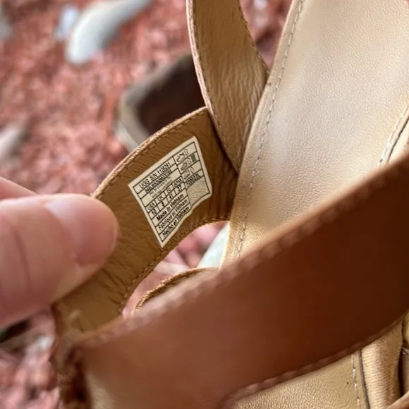 UGG Ladies 10 Chestnut Careena Leather Wedge Sandals 👡