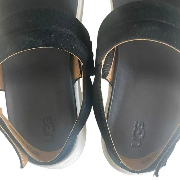 Ugg LYNNDEN Platform Suede Sandals Black Women’s Size US 8 M