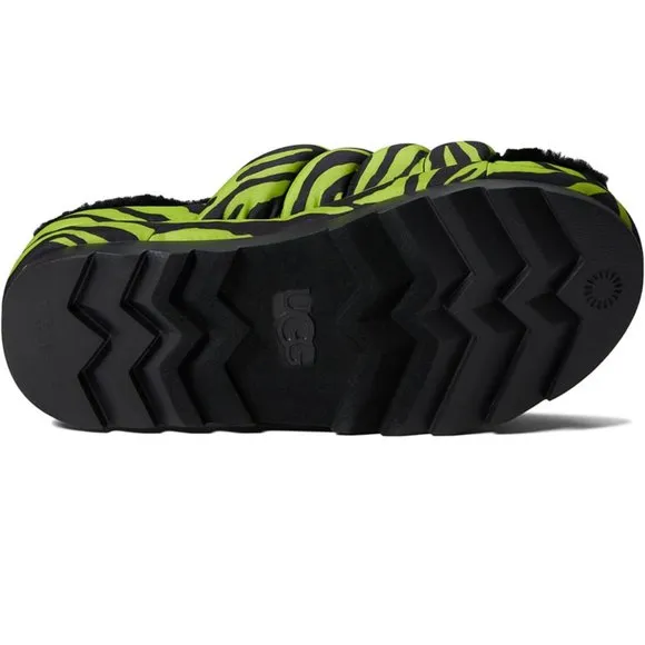 Ugg Maxi Slide Tiger Print Slipper Slide Sandals in Key Lime