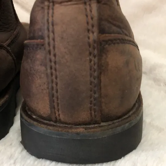 UGG Men’s Ankle Brown Leather Pull On Boots, Size 8.5, Rubber Sole