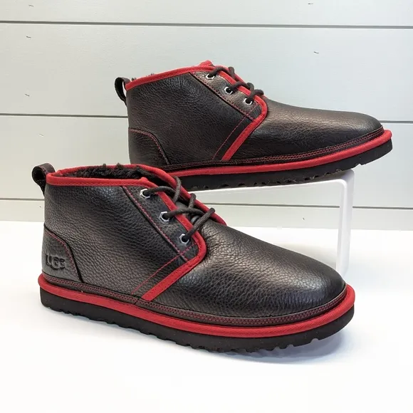 UGG Neumel Leather Chukka Ankle Black Red Boots Size Men's 11