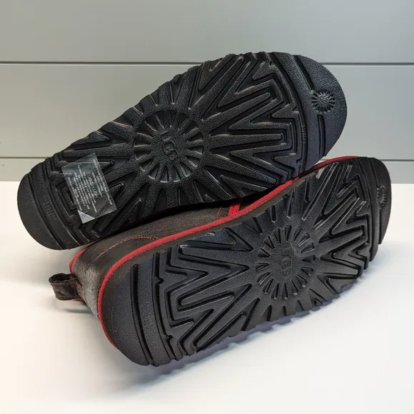 UGG Neumel Leather Chukka Ankle Black Red Boots Size Men's 11