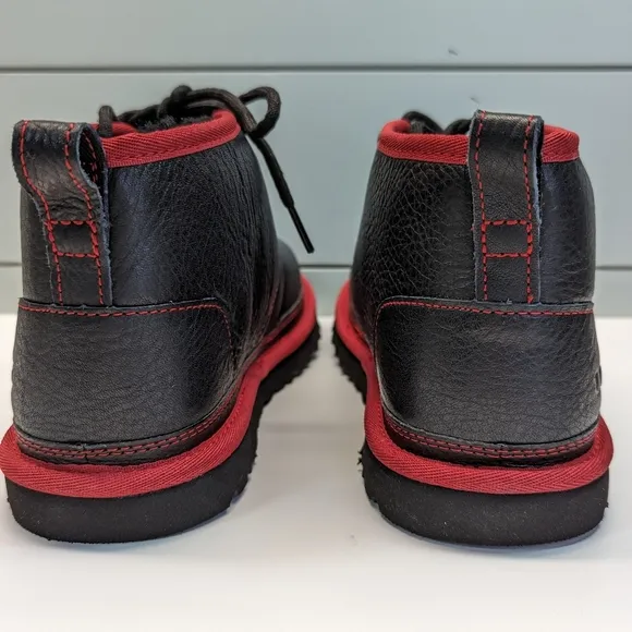 UGG Neumel Leather Chukka Ankle Black Red Boots Size Men's 11