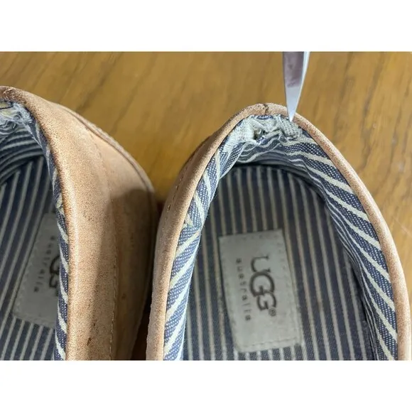 UGG Reefton 1000721 Loafers Men's US 10.5 Brown Leather Round Toe Slip-On Shoes