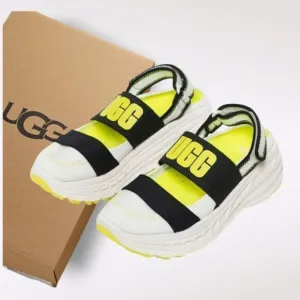 UGG Slingback Women's Runner Sneaker Sandal in White and Yellow NEW $175
