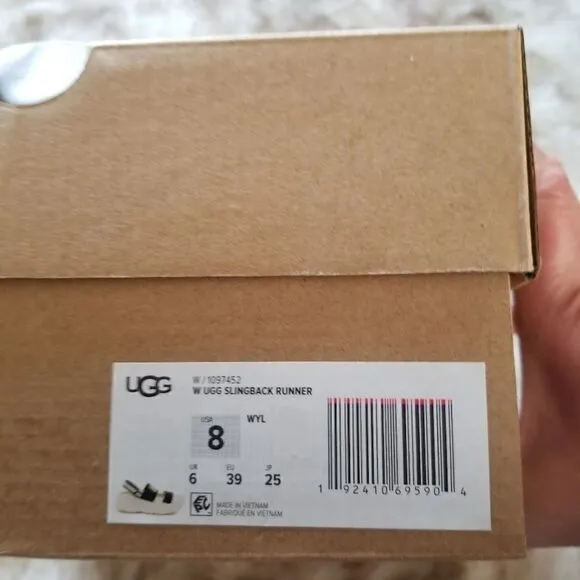 UGG Slingback Women's Runner Sneaker Sandal in White and Yellow NEW $175