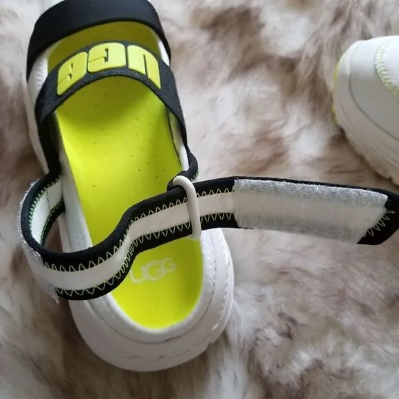 UGG Slingback Women's Runner Sneaker Sandal in White and Yellow NEW $175