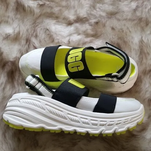 UGG Slingback Women's Runner Sneaker Sandal in White and Yellow NEW $175