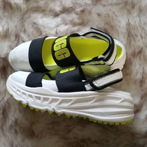 UGG Slingback Women's Runner Sneaker Sandal in White and Yellow NEW $175