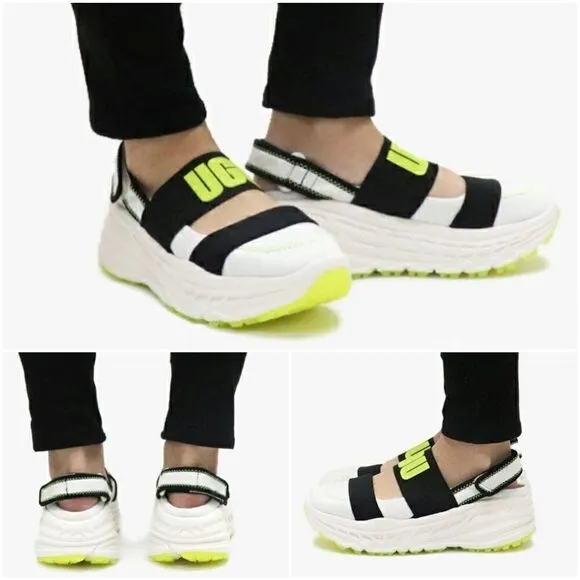 UGG Slingback Women's Runner Sneaker Sandal in White and Yellow NEW $175