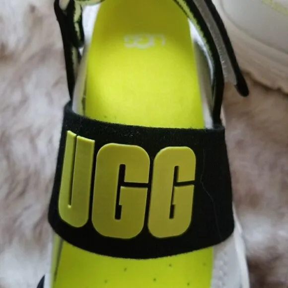 UGG Slingback Women's Runner Sneaker Sandal in White and Yellow NEW $175