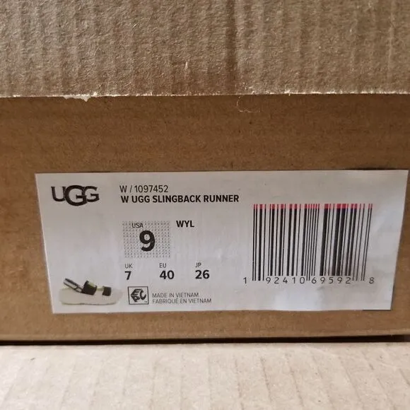 UGG Slingback Women's Runner Sneaker Sandal in White and Yellow NEW $175