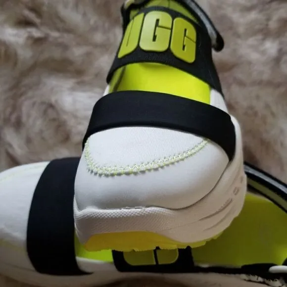 UGG Slingback Women's Runner Sneaker Sandal in White and Yellow NEW $175