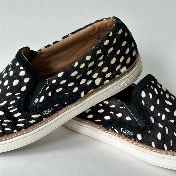 UGG Soleda Exotic Slip-On  Sneakers Women's Sz 8 Black Cow Hair  M1096943