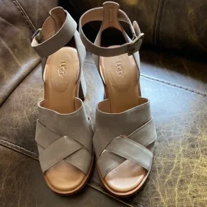 Ugg tan suede 8 heeled sandals