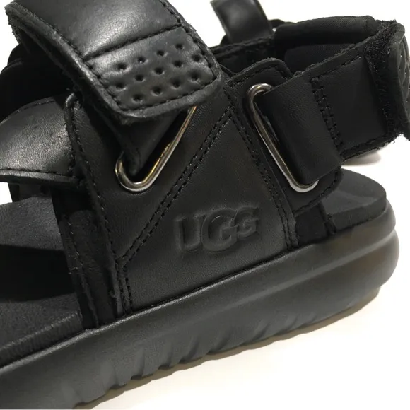 UGG UNION STRAP MEN’S SPORT SANDALS -BLACK LEATHER -US 11 -NEW