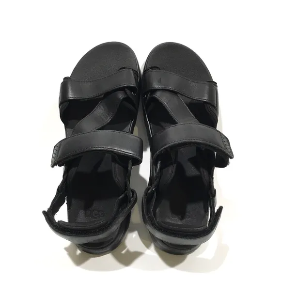 UGG UNION STRAP MEN’S SPORT SANDALS -BLACK LEATHER -US 11 -NEW