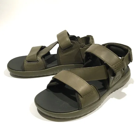 UGG UNION STRAP MEN’S SPORT SANDALS -BURNT OLIVE LEATHER -US 10 -NEW