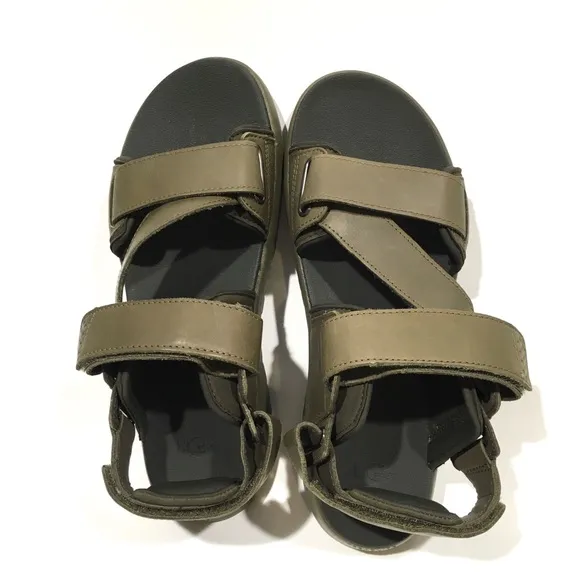 UGG UNION STRAP MEN’S SPORT SANDALS -BURNT OLIVE LEATHER -US 10 -NEW