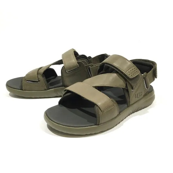 UGG UNION STRAP MEN’S SPORT SANDALS -BURNT OLIVE LEATHER -US 11 -NEW