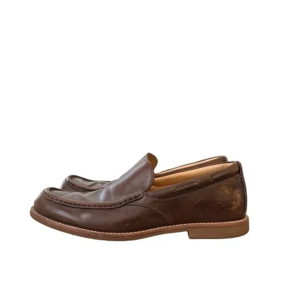 UGG Via Ponte Brown Leather‎ Slip On Moc Toe Low Top Loafers Shoes Size 10