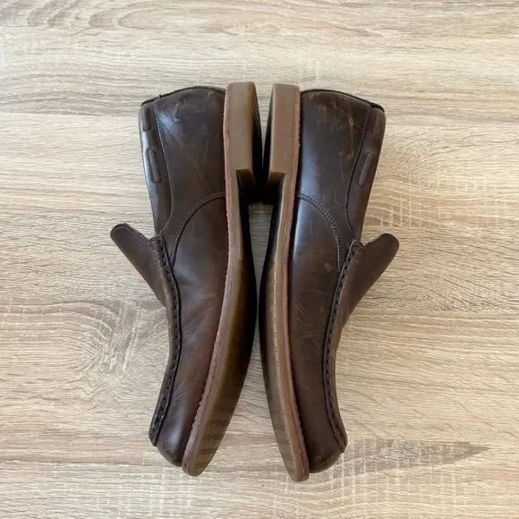UGG Via Ponte Brown Leather‎ Slip On Moc Toe Low Top Loafers Shoes Size 10
