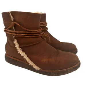 UGG Women's Brown Leather Luisa Skeepskin All Weather Boots Size 10