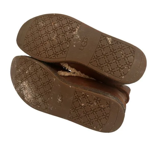 UGG Women's Brown Leather Luisa Skeepskin All Weather Boots Size 10