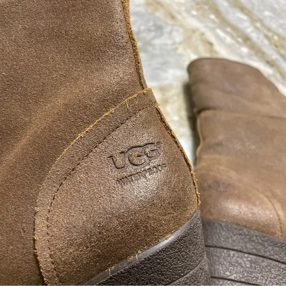 UGG Zea Brown Leather Wedge Boots Women's 9