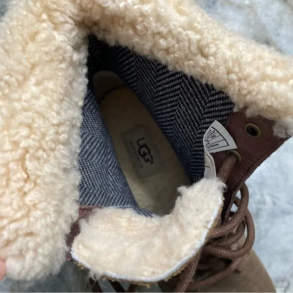 UGG Zea Brown Leather Wedge Boots Women's 9